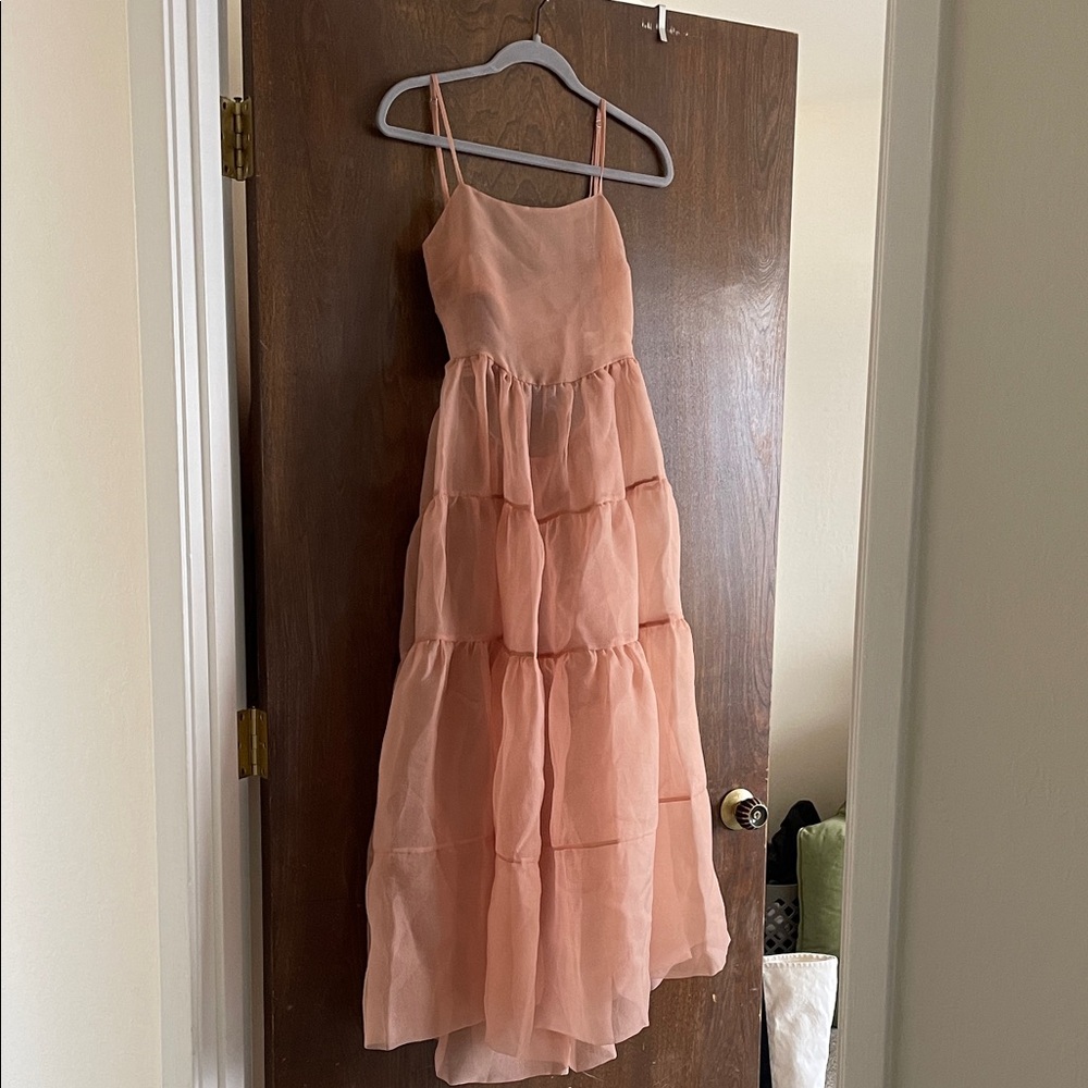 Anthropologie Peach Tiered Formal Dress